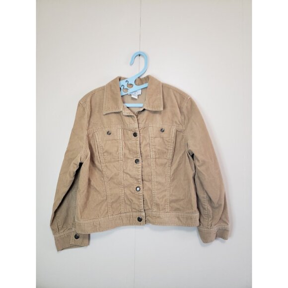 Ann Taylor Loft Jackets & Blazers - Ann Taylor Loft Womens Petite 12P Trucker Jacket Corduroy Tan 100% Cotton Button
